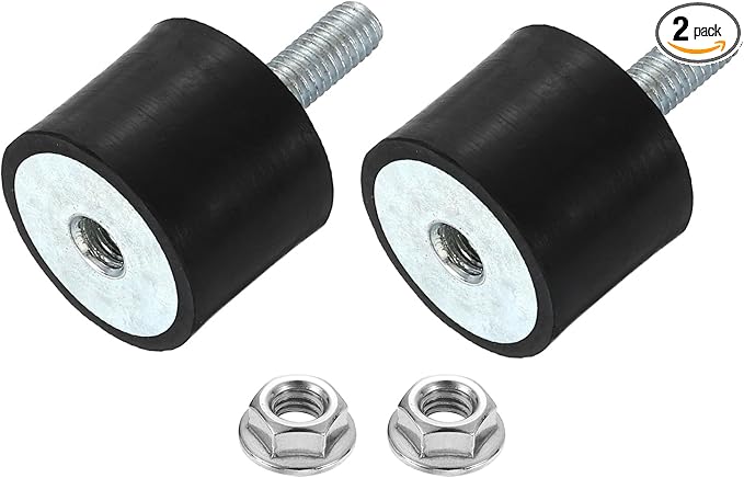 uxcell M6 Rubber Mounts, 2Pcs 24x20mm(DxH) Rubber Cylindrical Anti Vibration Isolator Shock Absorber with Lock Nut for Car Bobbin Generator Air Compressors