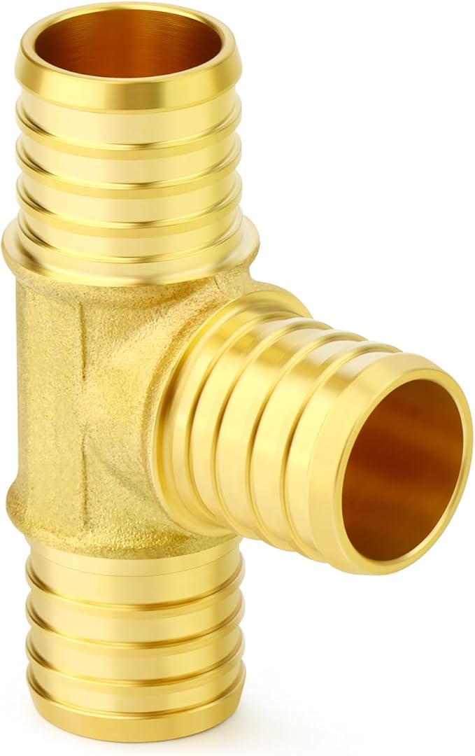 GASHER 5Pcs No Lead Brass 1" Pex Tee Fittings, 1 Inch Pex Fittings for Pex Tubing