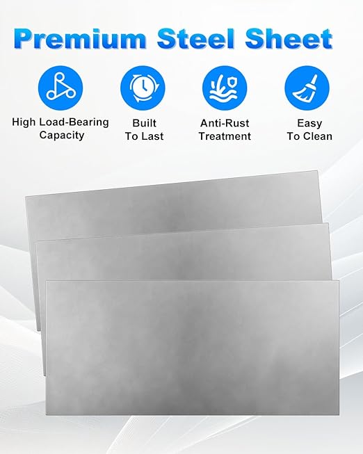 Rocaris 1 Pcs 12 x 24 x 1/8 Inch A36 Steel Plate Hot Rolled, Weldable Steel Sheet Metal for Auto Body Repair, DIY Projects, Industrial Support