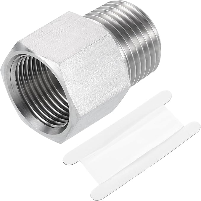 uxcell Pipe Fitting Reducing Adapter, 1/2" NPT Male x M20 Female 304 Stainless Steel Reducer Connector for Water Oil Air Pressure Gauge, Silver