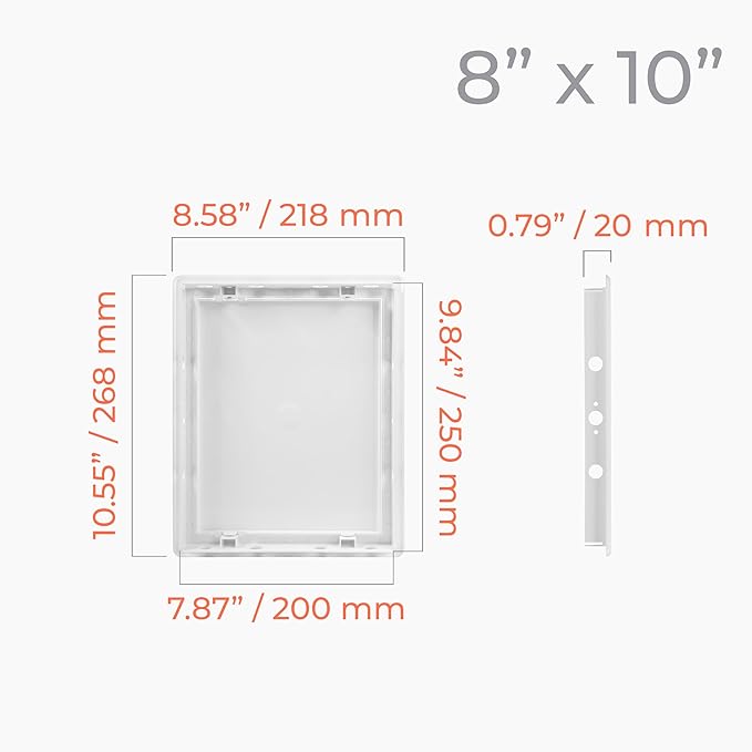 8x0 Inch White Access Panel – ABS Plastic Rectangular Wall & Ceiling Access Door for Plumbing Electrical HVAC – Easy Install Indoor Panel for Drywall Home Improvement and Maintenance