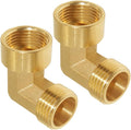 Joywayus 90-Degree Elbow Garden Hose Pipe Fitting（Non swiveling Fitting） Forged Brass Right Angle 3/4" GHT Female x 3/4" GHT Male (Pack of 2)