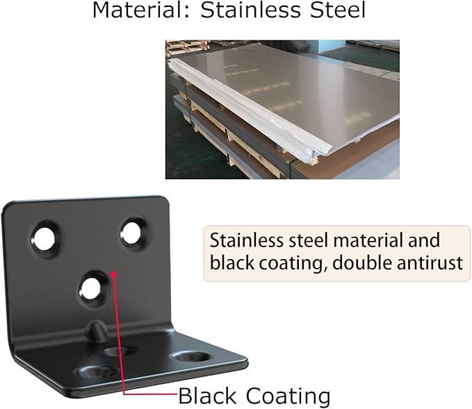 Black Stainless Steel Shelf Bracket,Joint Right Angle Bracket,L Shape Heavy Duty Metal Corner Brace Shelf Supporter for Wood Aufuga(Black_1.5x1.2x1.2inch, 20)
