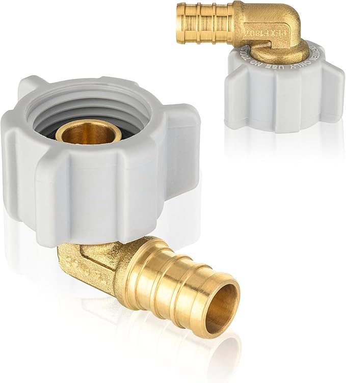 50-Pack HeSun PEX Fittings, 1/2" Pex x 1/2" Female NPT Swivel Elbow, Brass Crimp Fitting for ASTM F1807(PEX1807208-50)