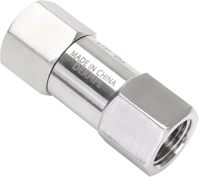 Air Check Valve - 1/2" NPT Female High Pressure Stainless Steel Hex One Way Valve For Air