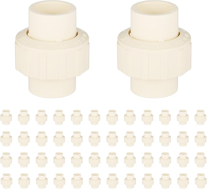 (50 Pack) EFIELD 3/4" Inch CPVC Slip Union, CTS x CTS Union Solvent Connection Fittings,(CPVC031-50PCS)
