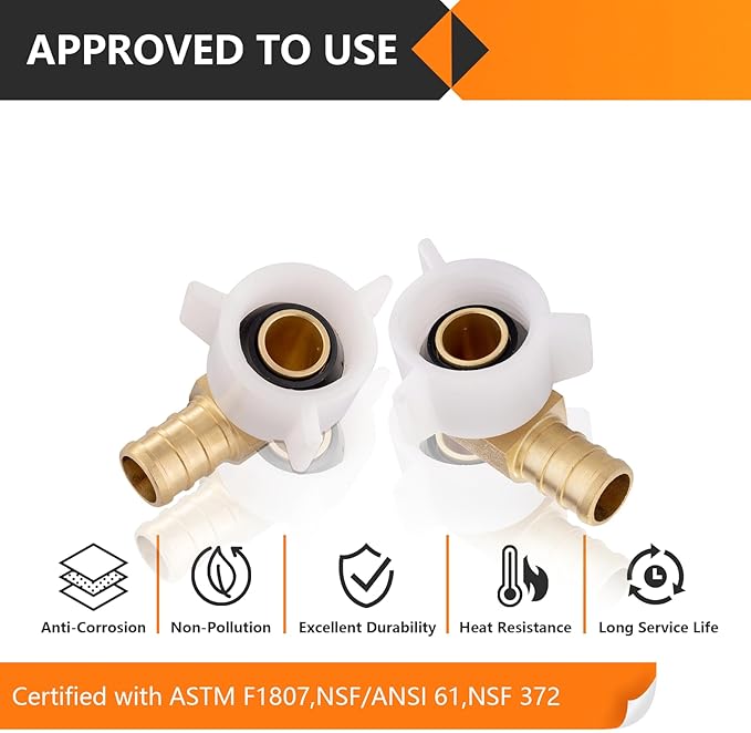 30-Pack HeSun PEX Fittings, 3/4" Pex x 3/4" Female NPT Swivel Elbow, Brass Crimp Fitting for ASTM F1807(PEX1807211-30)