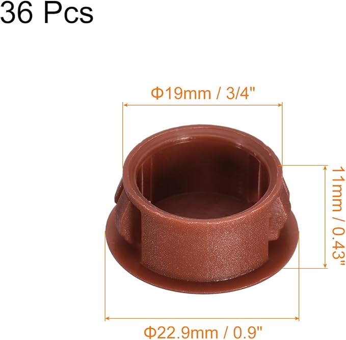 uxcell 19mm(3/4") Plastic Hole Plugs, 36Pcs Flush Type Panel Round Snap in Fastener Knockout Locking Plugs for Furniture Insert End Caps Panels, Red