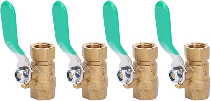 1/4in Female Thread Ball Valve, Brass Water Valve for Plumbing System, Thickened Brass Drain Shut Off Switch with Fixed Ball Structure, Automatic Pressure Relief Function