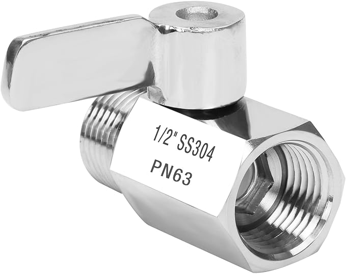 Shower Flow Control Valve - 1/2" NPT Thread Stainless Steel 304 Shut Off Mini Ball Valve, Female x Male Shower Head Water Valve