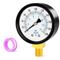 0-200PSI Well Pump Pressure Gauge 2" Dial Size, 1/8" NPT Lower Mount, 3-2-3% Accuracy, for Tube, Water Pump, Gas, Liquid, Pressure Test