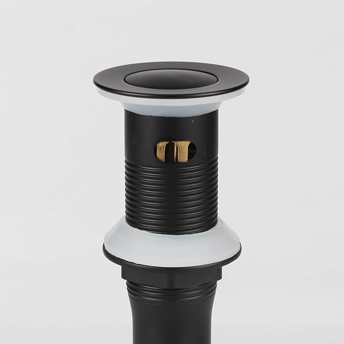 Detachable Basket Pop Up Drain Stopper with Overflow, Bathroom Lavatory Vanity Vessel Sink Drain, Black