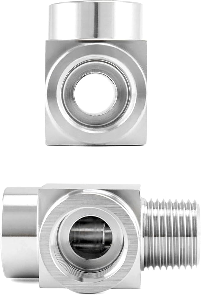 QWORK Stainless Steel Pipe Fitting - 304 Grade, Street Tee, Male Run Tee, 1/2" NPT Male x 1/2" NPT Female x 1/2" NPT Female