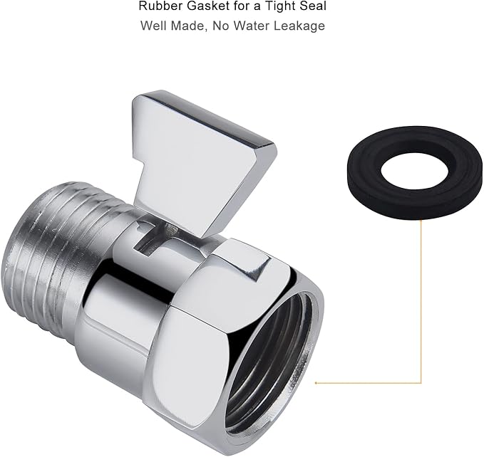 Angle Brass Shut Off Valve for Handheld Shower, Water Pressure Regulator Replacement, Chrome