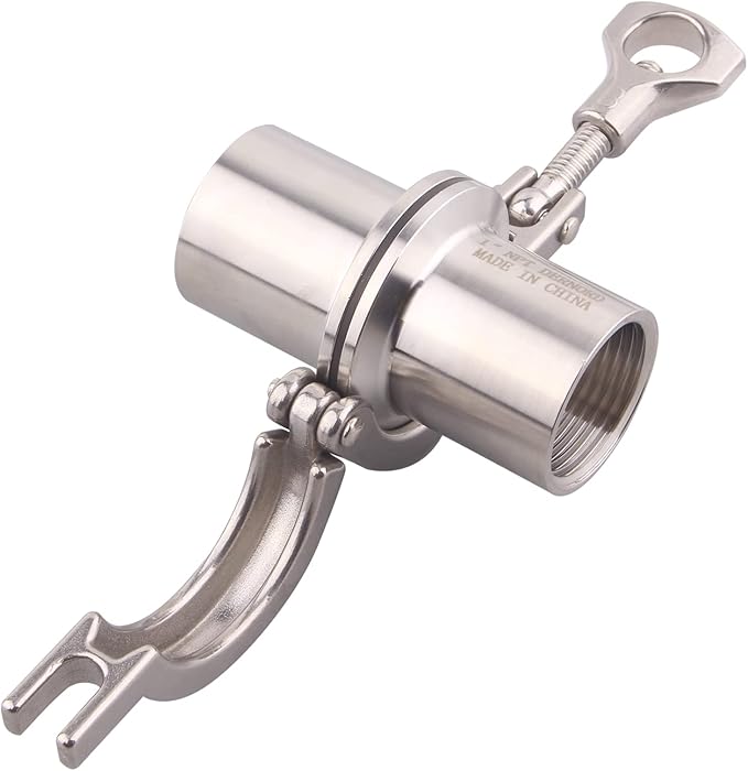 DERNORD 2 Pcs Sanitary Female Threaded Ferrule Pipe Fittings + SUS304 Tri-clamp (Tri-clover Clamp) + FKM Gasket (Female Threaded Pipe Size:1-1/2 Inch DN40)