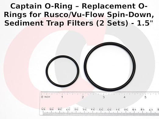 Captain O-Ring – Replacement O-Rings for Rusco/Vu-Flow Spin-Down, Sediment Trap Filters (2 Sets) [Select Size .75OR, 1OR, 1.5OR, or 2OR] (1.5" Filter (1.5OR) - 2 Sets)