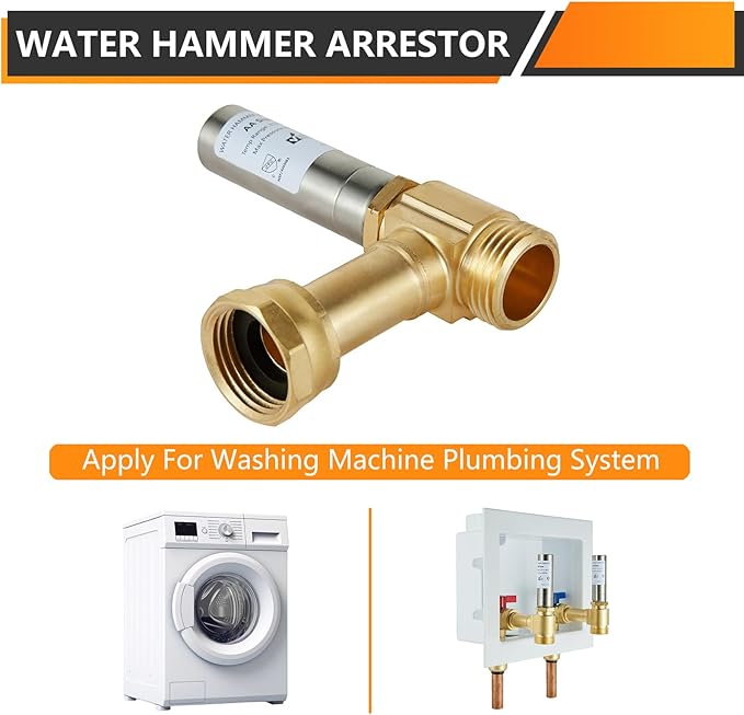 30-Pack HeSun Angle Water Hammer Arrestor for Washing Machine, 3/4" GHT Male x 3/4" GHT Female Connection, Stainless Steel Hammer Arrestor, Reduce Laundry Washer Knock Noise(HAMMER018-30)