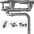 Double Sink Drain Kit Space Saving Kitchen Sink Drain Kit Expandable Flexible 1 1/2" P-Trap Pipe 3-1/2 Inch Sink Drain Assembly Kit with 4-Way Fitting Adapter for Dishwasher