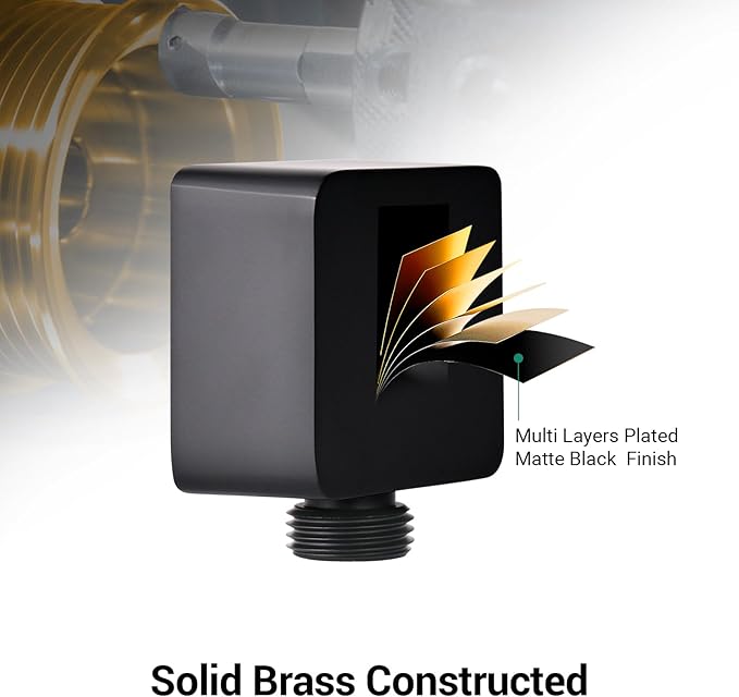 Wall Supply Elbow, Wall Elbow for Hand Held Shower, Solid Brass Square Wall Mount Supply Elbow in Matte Black, JB-022MB