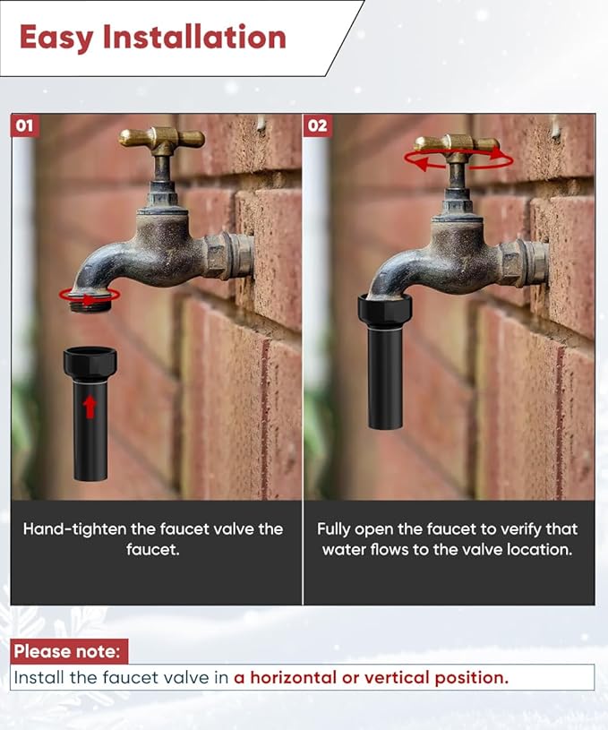 Outdoor Faucet Winter Freeze Protection Valve, Activates at Water Temperature Below 35.6°F/ 2°C, 3/4-Inch Thread Frost Proof Faucet Cover for for Garden, Lawn & Yard Spigot, Black, 2 Pack