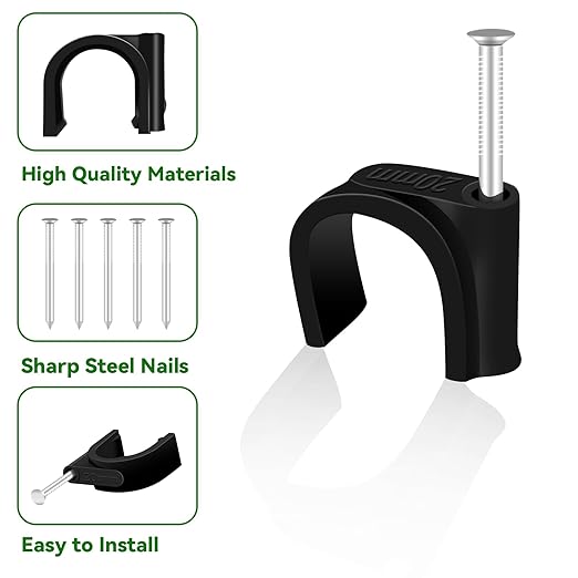 100 Pcs Pex Clamps, 3/4 Inch Pex Hangers Black Pex Fittings Half Clamps, J-Hook Pex Nail on Clamps for 3/4" OD Tubing Pipe, Pipe Support, Fixing Wire (20mm)