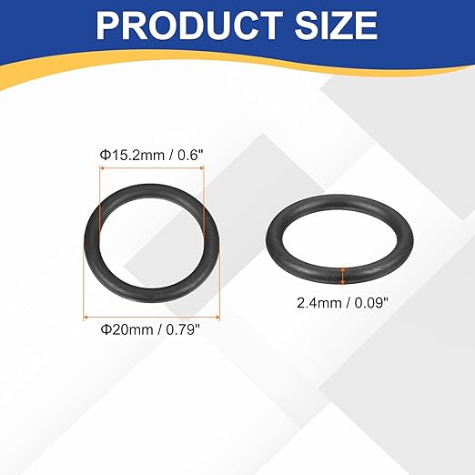 HARFINGTON 50pcs Nitrile Rubber O-Rings 20mm OD 15.2mm ID 2.4mm Width Metric Buna-N NBR Sealing Gasket Plumbing Sealing Repair O Rings for Car Auto Vehicle Repair Faucet Air Gas