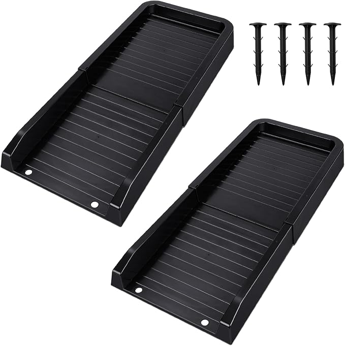 24" Heavy-Duty Downspout Extensions & Splash Block Kit - Gutter Drainage System with 4 Fixing Nails, Corrosion-Resistant Splash Guard for Rainwater Diversion & Foundation Protection