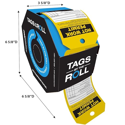 AccuformNMC 250 Inspection and Status Record Tags by-The-Roll, Hot Work Permit, US Made OSHA Compliant Tags, Waterproof PF-Cardstock, Resists Tears, 6.25"x3", TAR724