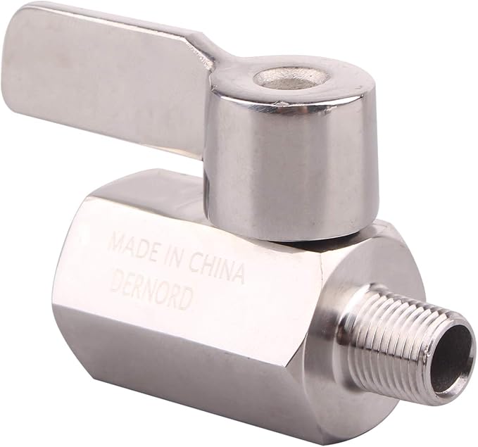 DERNORD 1/8 Inch Stainless Steel Mini Ball Valve NPT FxM Thread with Stainless Handle(Pack of 2)