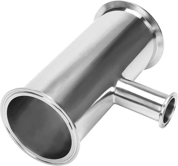 DERNORD Reducing Clamp Tee 3 Way Stainless Steel 304 Sanitary Fitting (Pipe OD: 4 inch x 4 inch x 1.5 inch)