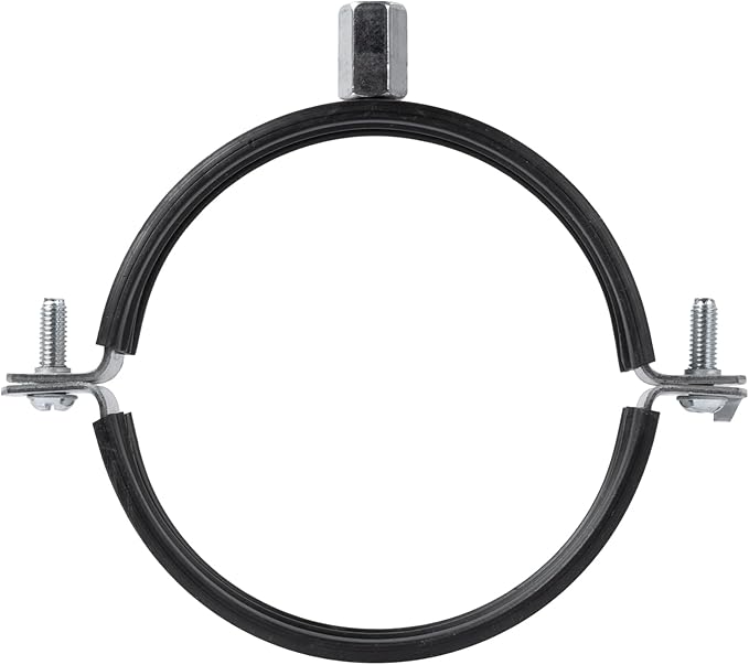 4" Inch Galvanized Pipe Hanger with Rubber - Conduit Mounting Clamp - Tube Brackets - Pipe Clamps - Tube Wall Mounting Bracket Clamp - Rigid Conduit Holder - PVC and Metal Pipe Attachment Hanger