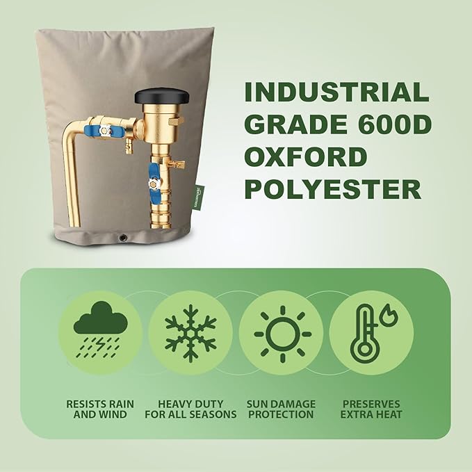 The Original Winter Pipe Insulation Cover (0˚F) - Extra-Thick EVA+NBR (UV-Coated) Insulated Backflow Preventer Freeze Protection, Pump Cover, Sprinkler/Well/Valve Head Cover - (30" W X 24" H)