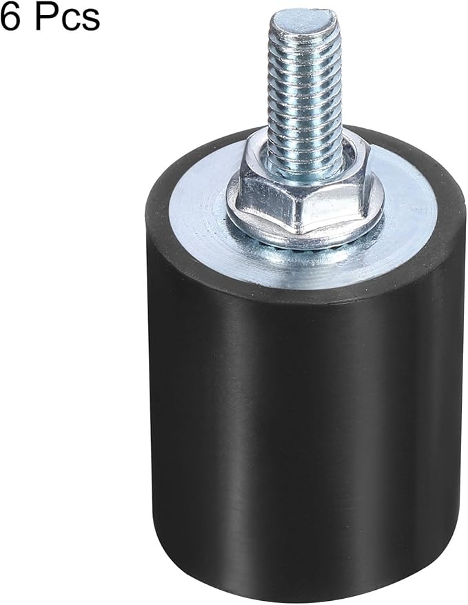 uxcell 8pcs M6x18mm Rubber Isolator Mounts with Studs 25x30mm Male Female Vibration Shock Absorber Zinc Plated Cylindrical Thread Mounts Anti Vibration Isolators with 8pcs M6 Lock Nuts