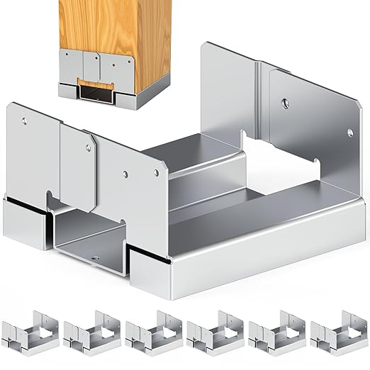 6 pcs 6x6 Post Anchor Base Adjustable Wood Post Brackets, Metal Post Base Holder for Concrete for Deck Patio/Gazebo/Pergola
