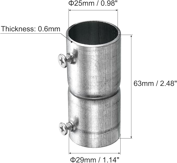 uxcell EMT Coupling, 25mm(1 inch) EMT Set Screw Coupling Conduit Fittings 63mm Length Electrical Conduit Pipe Connector 1.3mm Wall Thick, 10 Pack