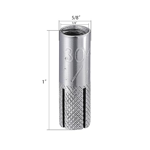 Wensilon(20 pcs) 1/4"-20 Premium Stainless Steel Drop in Anchors Assortment, Knurled Drop-in-Anchor for Solid Concrete, Internal Forced Expansion Screw Bolts