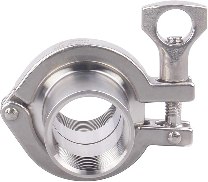 DERNORD 2 Pcs Sanitary Female Threaded Ferrule Pipe Fittings + SUS304 Tri-clamp (Tri-clover Clamp) + FKM Gasket (Female Threaded Pipe Size:1 Inch DN25)