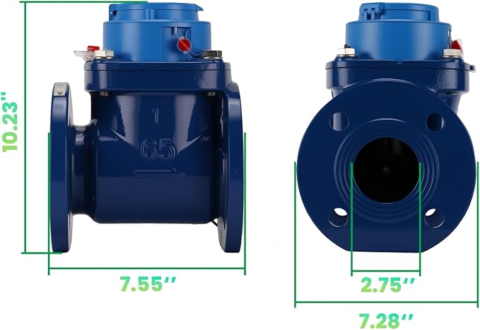Watflow 2.5" WoltmannHelix Water Meter,Detachable Water Meter,Pulse Output, Epoxy-Coated Cast Iron,Resistant Seals（GAL,Non-Potable Use）