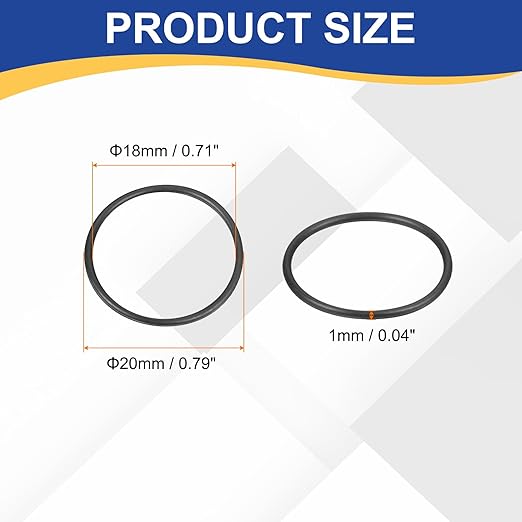 HARFINGTON 50pcs Nitrile Rubber O-Rings 20mm OD 18mm ID 1mm Width Metric Buna-N NBR Sealing Gasket Plumbing Sealing Repair O Rings for Car Auto Vehicle Repair Faucet Air Gas
