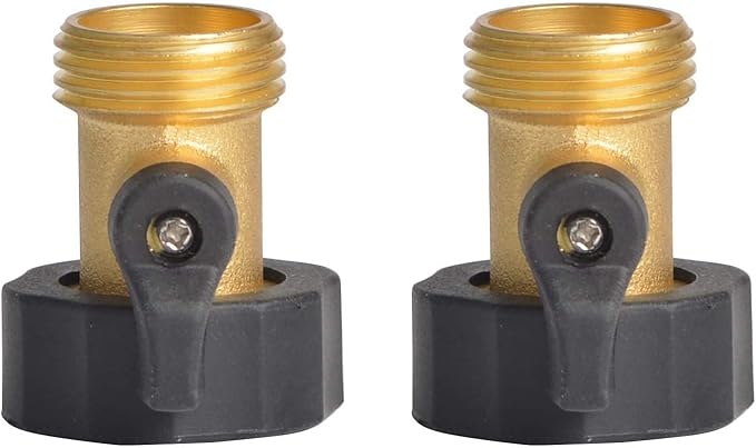 Hydro Master Heavy Duty Brass Shut Off Valves Garden Hose Connectors with Extra Rubber Seals 3/4" NH(2 Pack)