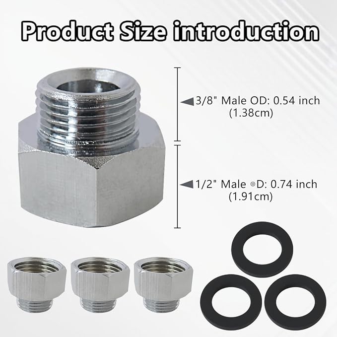 Xspeedonline Heavy-Duty Stainless Steel Pipe Adapter 4-Pack, 1/2" Female to 3/8" Male