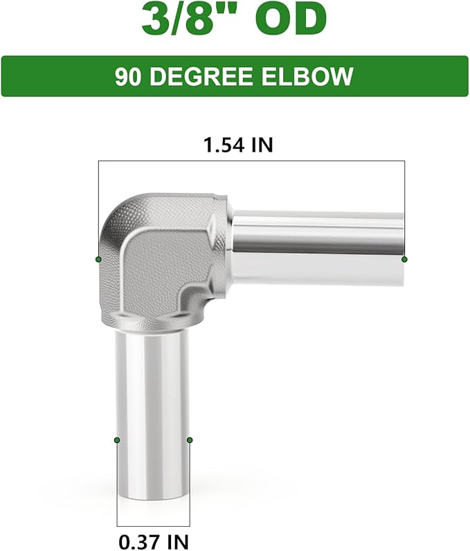 TAISHER 1PCS 316L Stainless Steel Weld 90 Degree Barstock Street Elbow, 3/8" OD x 3/8" OD 316L Stainless Pipe Fitting