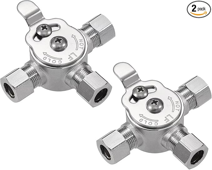2 PCS Below Deck Mixing Valve,3/8" Compression LF Brass Body,Thermostatic mixing valve for hot and cold water,Compression Sleeve and Nuts Included.