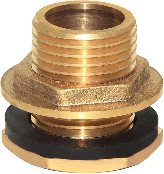 Joywayus 1/2" Male Thread Soild Brass Water Tank Connector Bulkhead Tank Fitting With Rubber Ring Stablizing