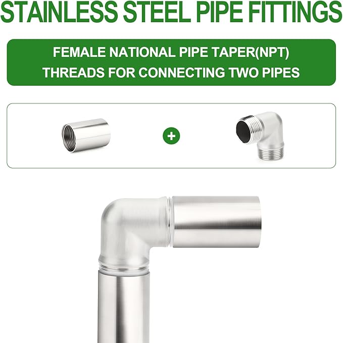 TAISHER 1PCS Stainless Steel Pipe Fittings, 1-1/4" NPT Female x 1-1/4" NPT Female Threaded, 4" Length Nipple Cast Pipe