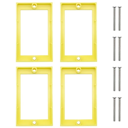 4 Pack Electrical Outlet Extender for Outlet Box and Outlet Switches, 1/2 Inch Outlet Box Extender Including Installation Screws,Yellow Outlet Box Extenders for House Decoration