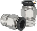 MECCANIXITY 2 Pcs NPT Push to Connect Air Fittings, Male Straight 5/16" Tube OD x 1/4" NPT Thread Air Quick Connector Coupling Adapter for Gas Hose Pneumatic Tools, Black