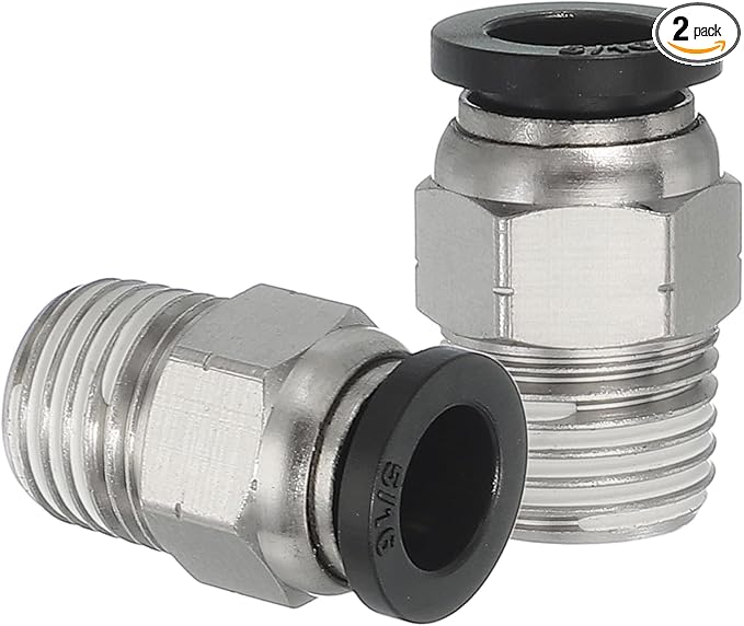 MECCANIXITY 2 Pcs NPT Push to Connect Air Fittings, Male Straight 5/16" Tube OD x 1/4" NPT Thread Air Quick Connector Coupling Adapter for Gas Hose Pneumatic Tools, Black