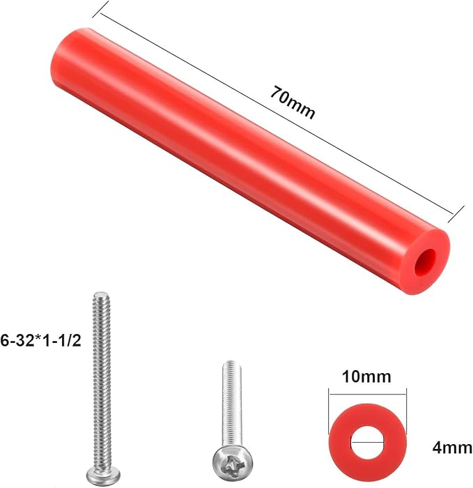 64 Pieces Electrical Outlet Spacers Electrical Outlet Box Extender Kit Includes 16 Pcs 3 Inch Switch and 48 Pcs 1-1/2 Inch 6-32 Thread Flat Head Device Mounting Long Screws (Red)