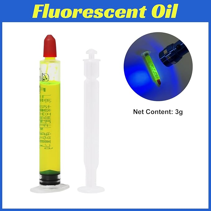 Car AC Leak Detector Kit, Professional Car Tool Automotive AC UV Dye Leak Detection Kit includes LED Flashlight and Fluorescent Protective Glasses with Box for Car Refrigerant Leak Detector Tool